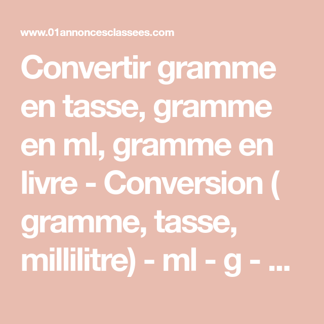 Conversion cl en grammes
